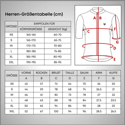 DACHS men's cycling jersey size chart