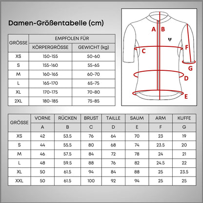 DACHS women's cycling jersey size chart