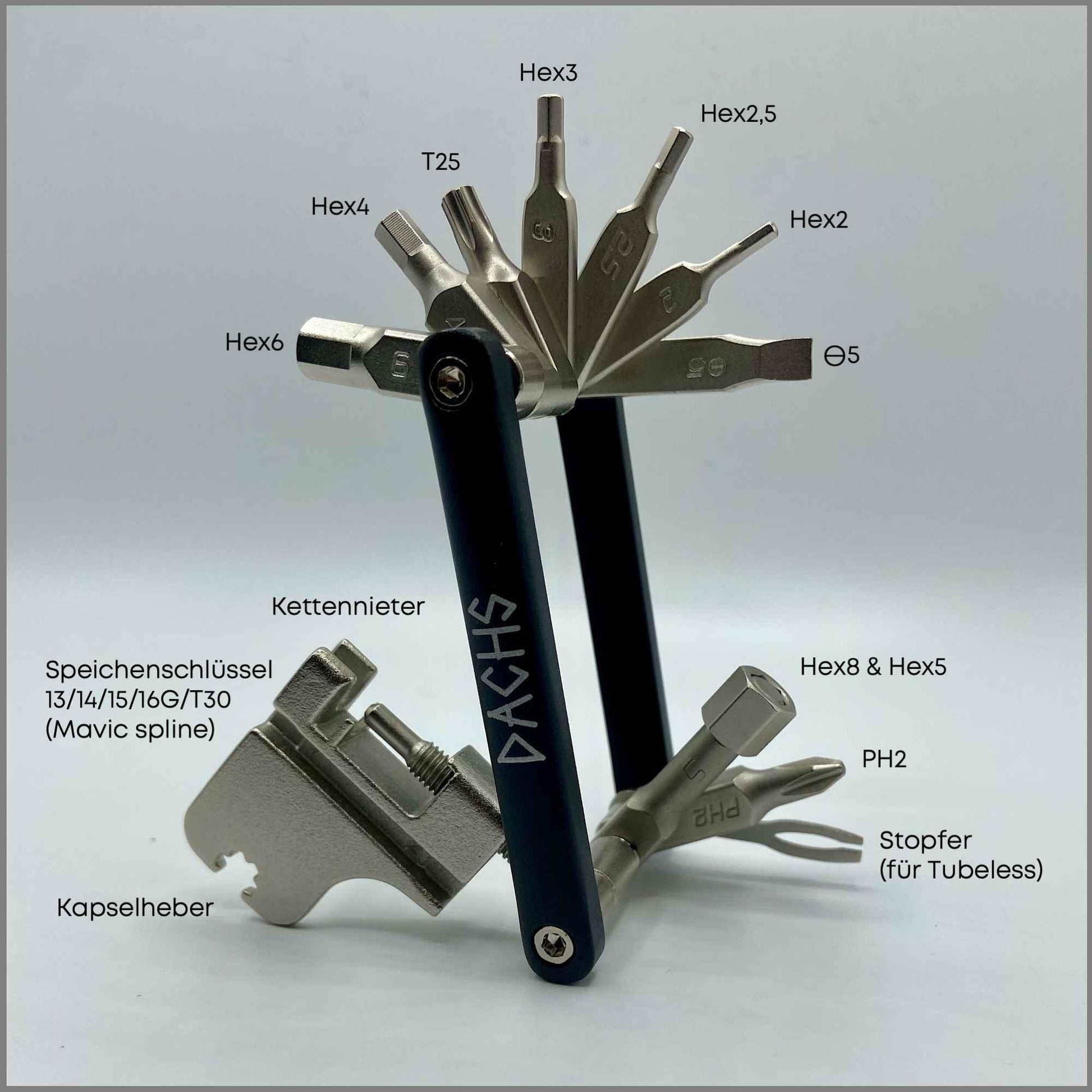 DACHS Mini Multitool with 18 Functions - 18-in-1 compact Multi-Tool DACHS Road-cycling - Radsport