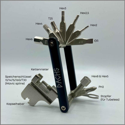 DACHS Mini Multitool with 18 Functions - 18-in-1 compact Multi-Tool DACHS Road-cycling - Radsport