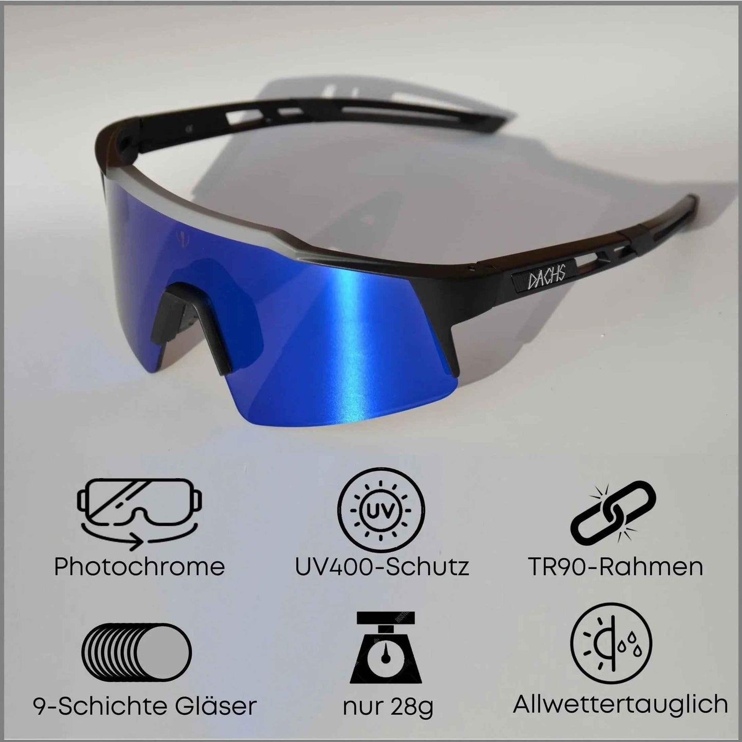 Gafas de ciclismo fotocromáticas unisex DACHS UV400 – rojas o azules