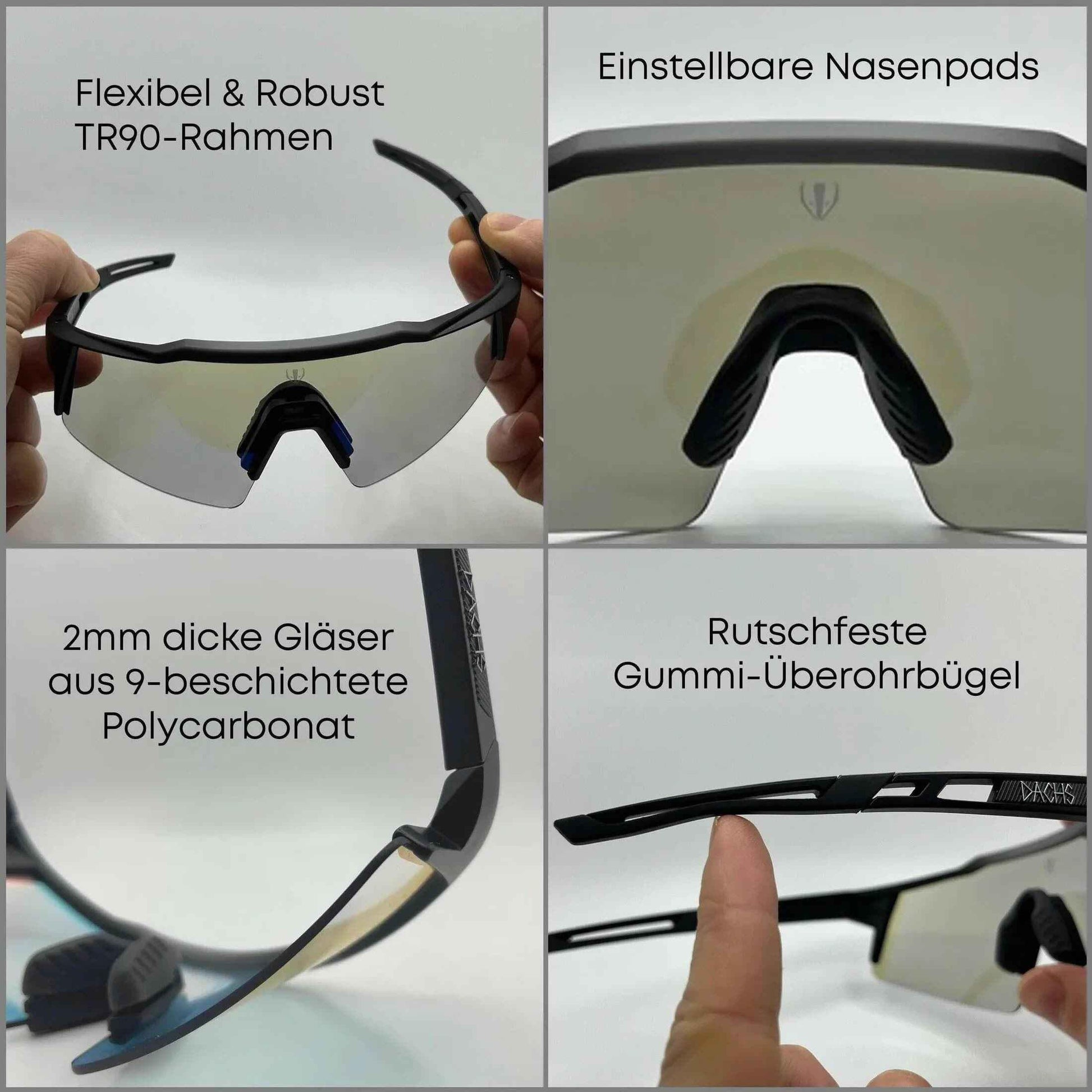 Gafas de ciclismo fotocromáticas unisex DACHS UV400 – rojas o azules