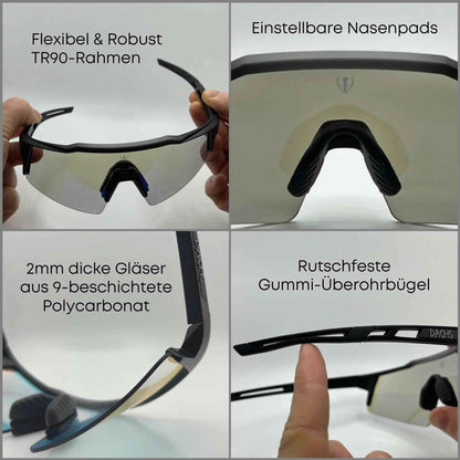 Gafas de ciclismo fotocromáticas unisex DACHS UV400 – rojas o azules