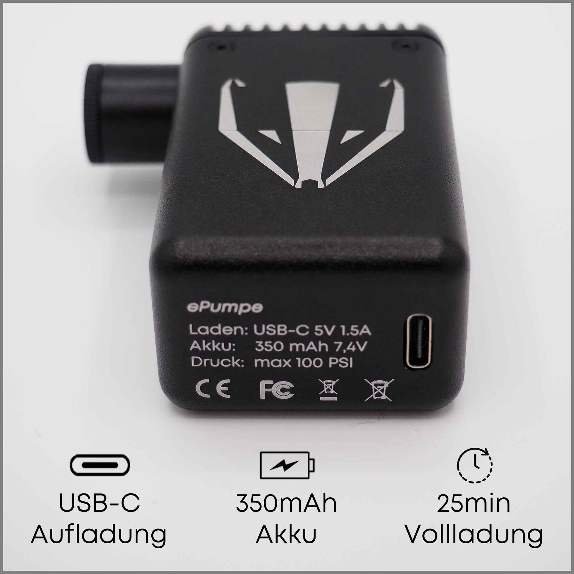 DACHS ePumpe - elektrische Mini-Fahrradpumpe DACHS Rennradfahren - Radsport