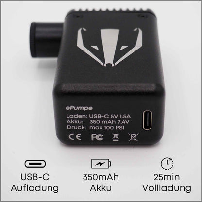 DACHS ePumpe - elektrische Mini-Fahrradpumpe DACHS Rennradfahren - Radsport