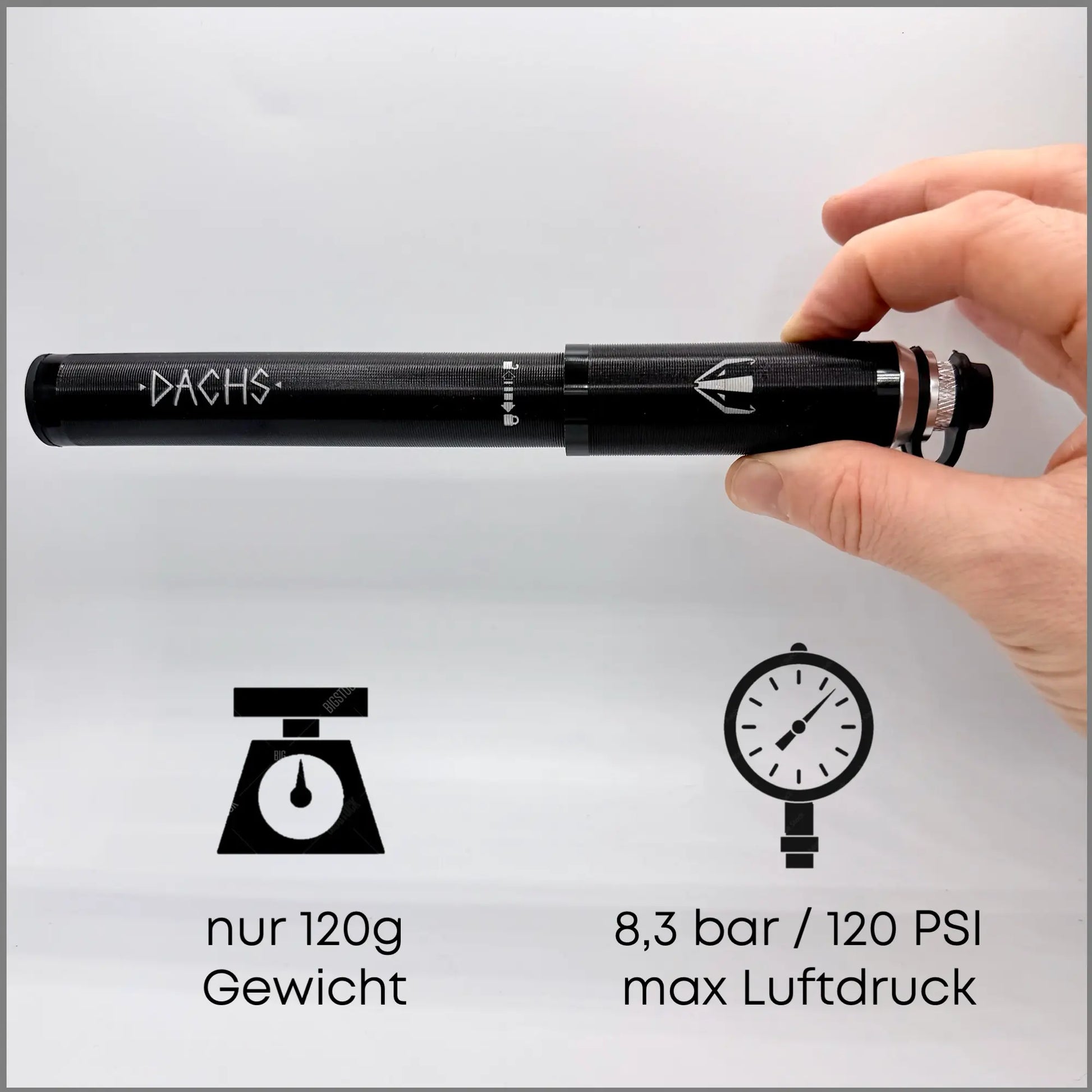 DACHS Gravel Pump with Manometer - Compact Bike Pump with Gauge DACHS Road-cycling - Radsport